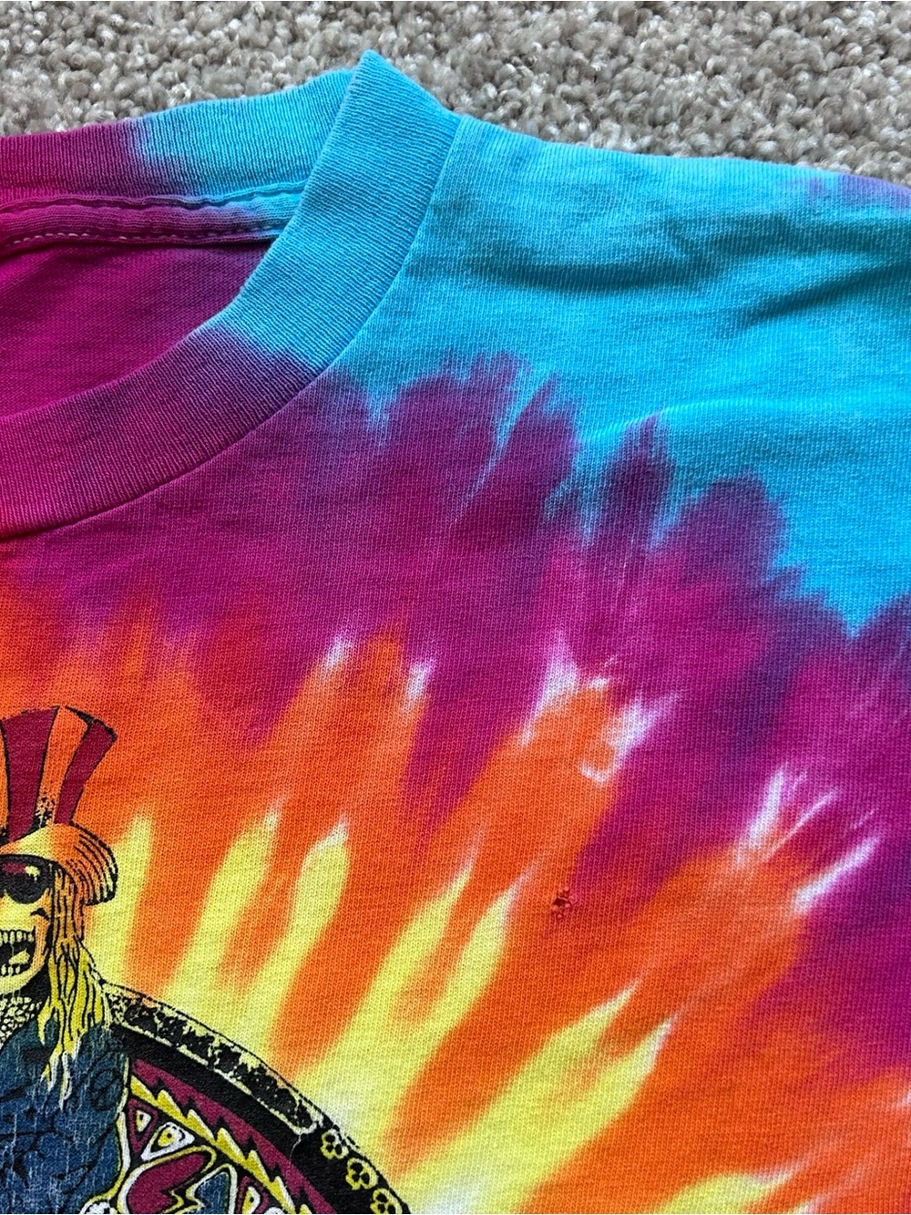 Vintage Grateful Dead Tie Dye Long Sleeve Shirt XL Jerry Garcia Steal Your Face - Picture 5 of 9